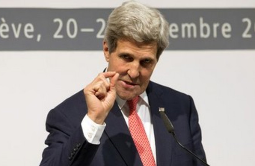 US Secretary of State John Kerry in Geneva 370 (photo credit: REUTERS)