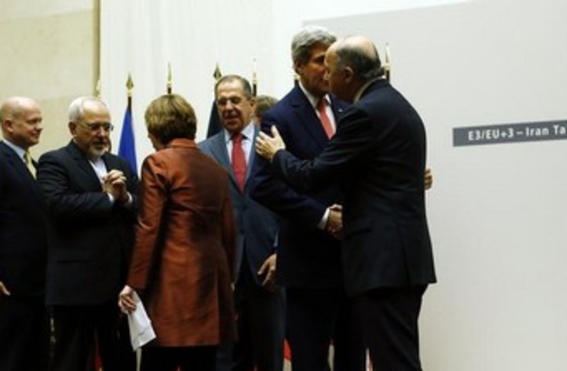 Iran nuclear talks in Geneva November 4, 2013 370 (photo credit: REUTERS/Denis Balibouse )