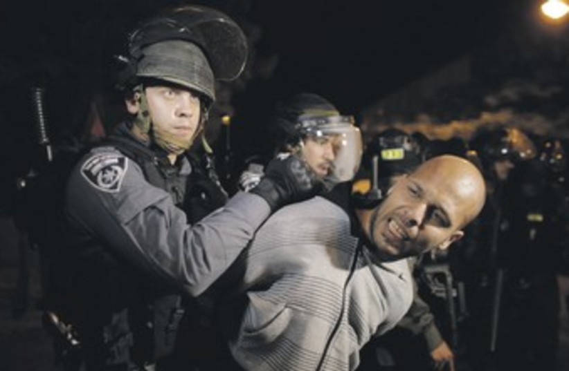 Police arrest Prawer bill protester 370 (photo credit: REUTERS)