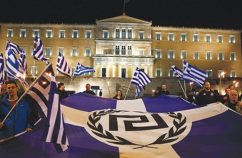 Golden Dawn supporters 370 (photo credit: REUTERS)