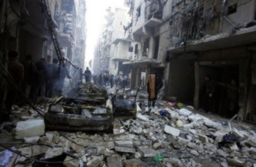 Syrian airstrike site 370 (photo credit: REUTERS/Molhem Barakat )