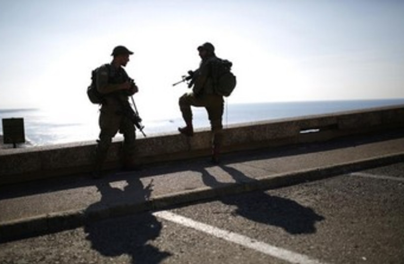 IDF troops on duty near Rosh Hanikra 370 (photo credit: Reuters)