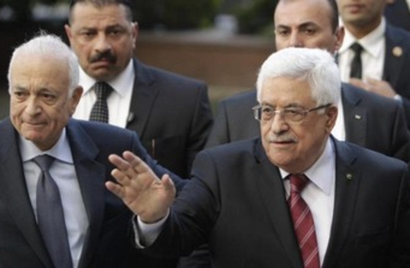 PA President Abbas and Arab League chief Nabil Elaraby 370 (photo credit: Reuters)