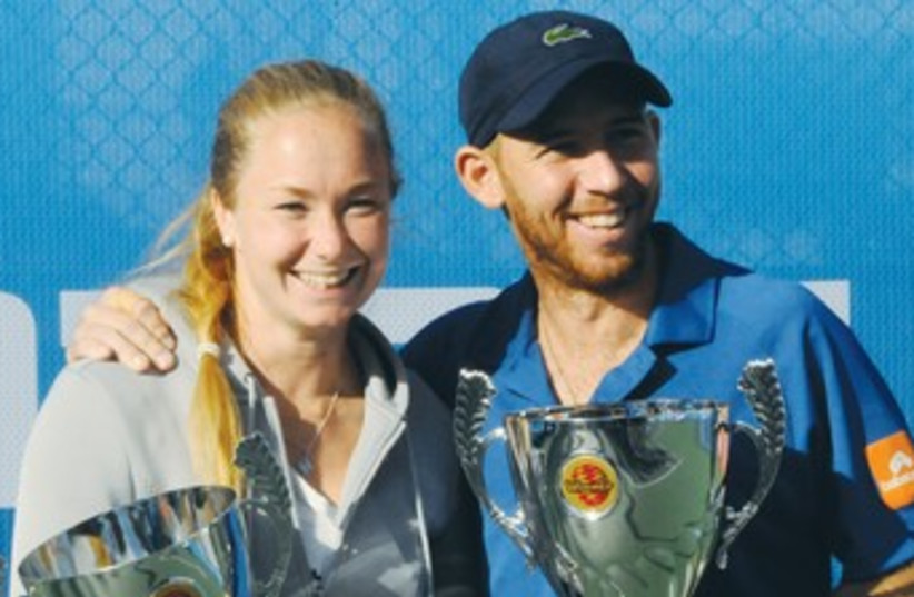 Dudi Sela and Julia Glushko tennis 370 (photo credit: Photo Gadi)