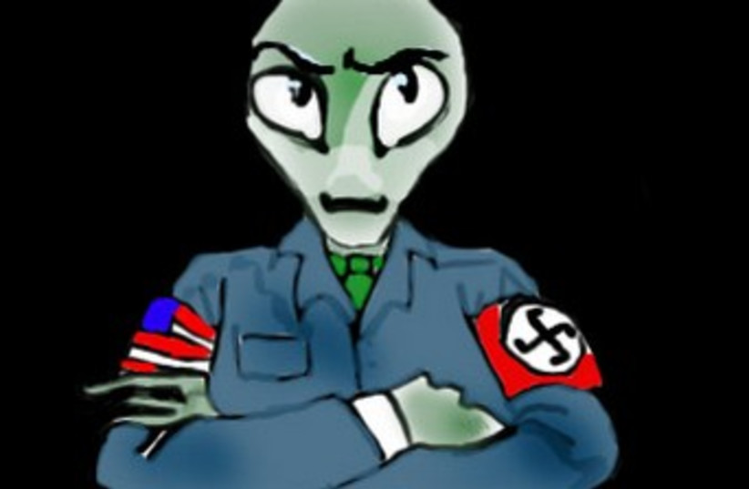 Alien Space Nazi Caricature (photo credit: Roz Mundo)