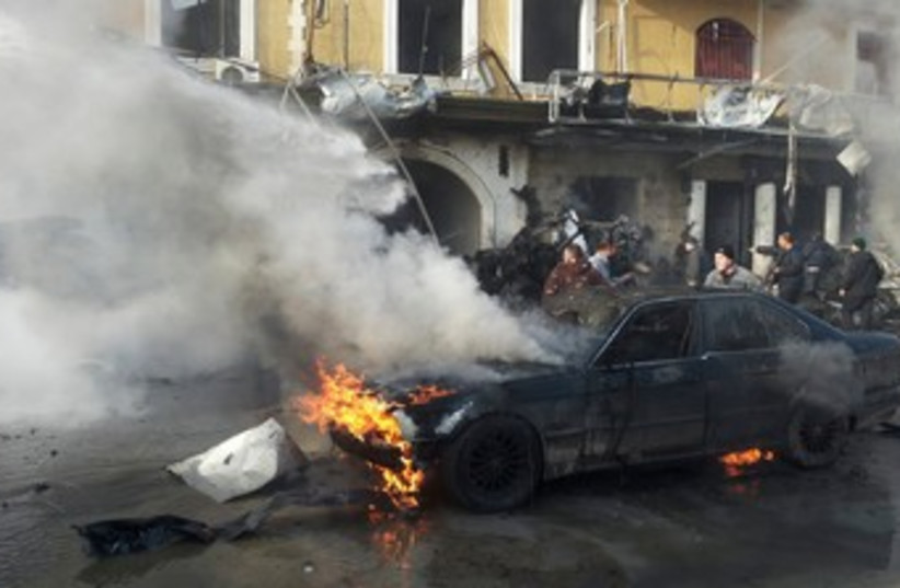 Site of bombing in Lebanese Hezbollah stronghold (photo credit: REUTERS)