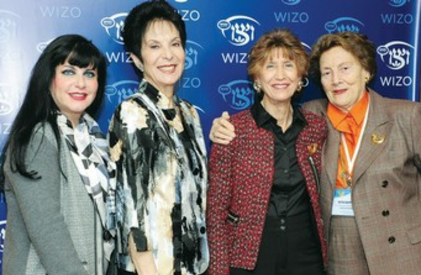 WIZO LEADERS (from left) Jana Falic, president of WIZO USA; Prof. Rivka Lazovsky, chairwoman of the World WIZO executive; Tova Ben-Dov, president of World WIZO; and Ruth Rappaport, co-chairwoman of the International Council of WIZO (photo credit: KFIR SIVAN)