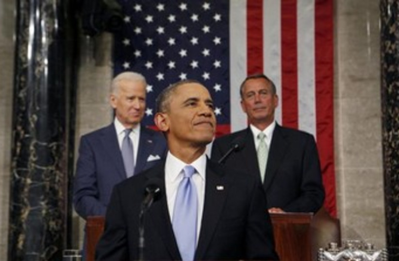 US President Barack Obama makes a State of the Union address, January 28, 2014.  (photo credit: REUTERS)