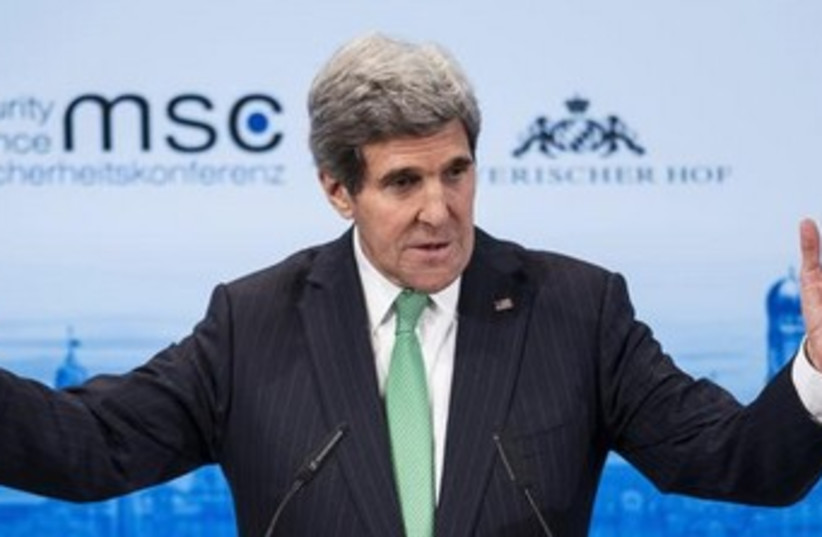 US Secretary of State John Kerry at the Munich Security Conference in Germany (photo credit: REUTERS)