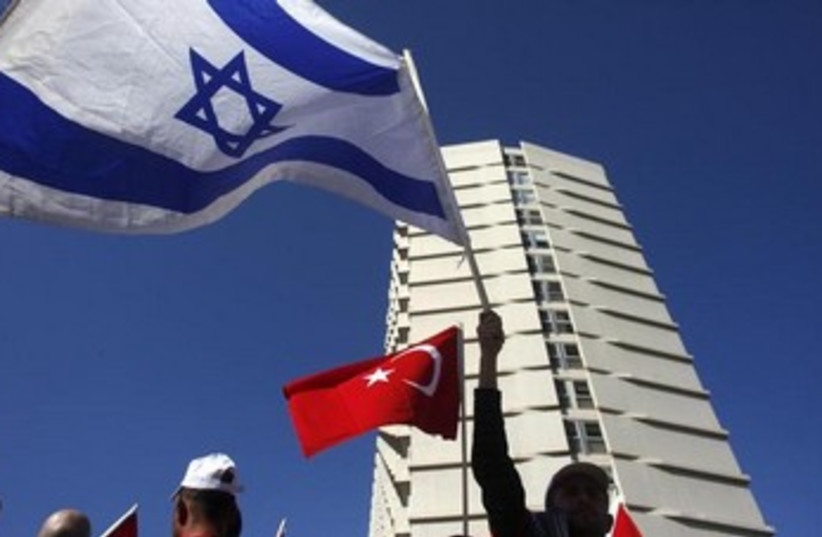 Israel and Turkish flags [Illustrative]. (photo credit: REUTERS)
