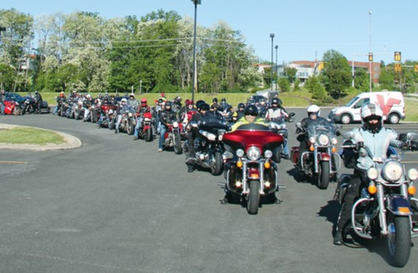 THE YIDDEN on Wheels Motorcycle Touring Club is the largest Jewish motorcycle club in Canada. (photo credit: LAUREN IZSO)