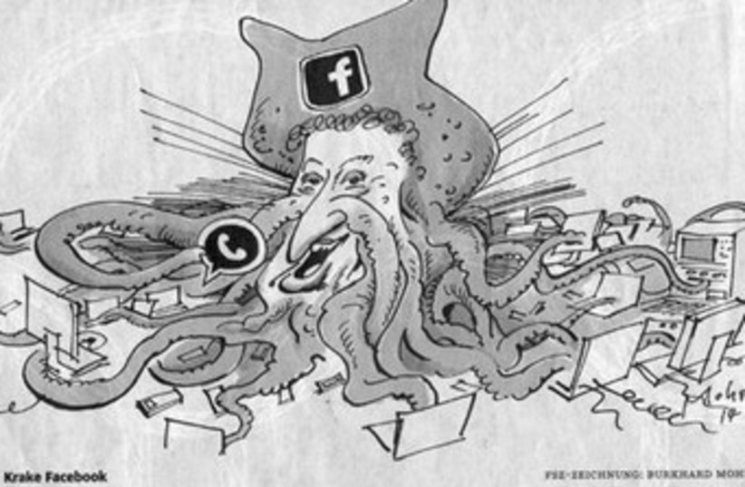 Cartoon by Burkhard Mohr "octopus Facebook"  (photo credit: FACEBOOK)
