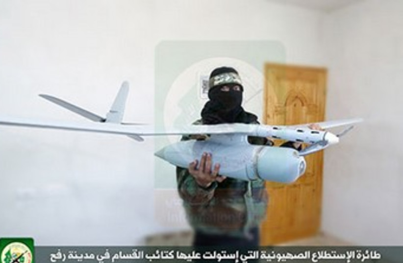 Hamas operative with Israeli drone (photo credit: screenshot)