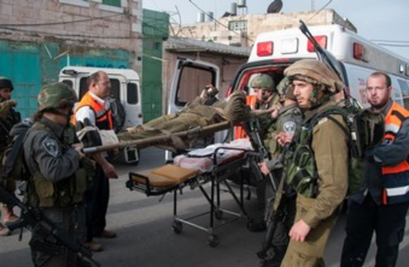 IDF Medical Corps drill simulating suicide attack at Cave of Patriarchs (photo credit: IDF SPOKESMAN'S OFFICE)