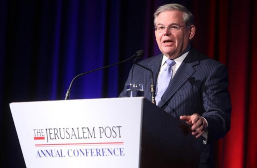 US Senator Robert Menendez speaks at the Jerusalem Post Annual Conference. (photo credit: MARC ISRAEL SELLEM)