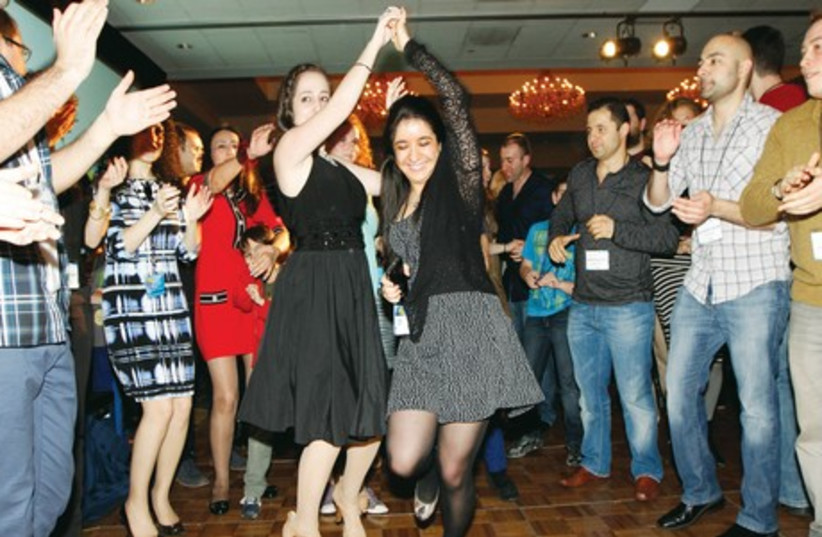 PARTICIPANTS IN the Limmud FSU-US conference dance and sing along with the New York klezmer band Golem. (photo credit: YOSSI ALONI)