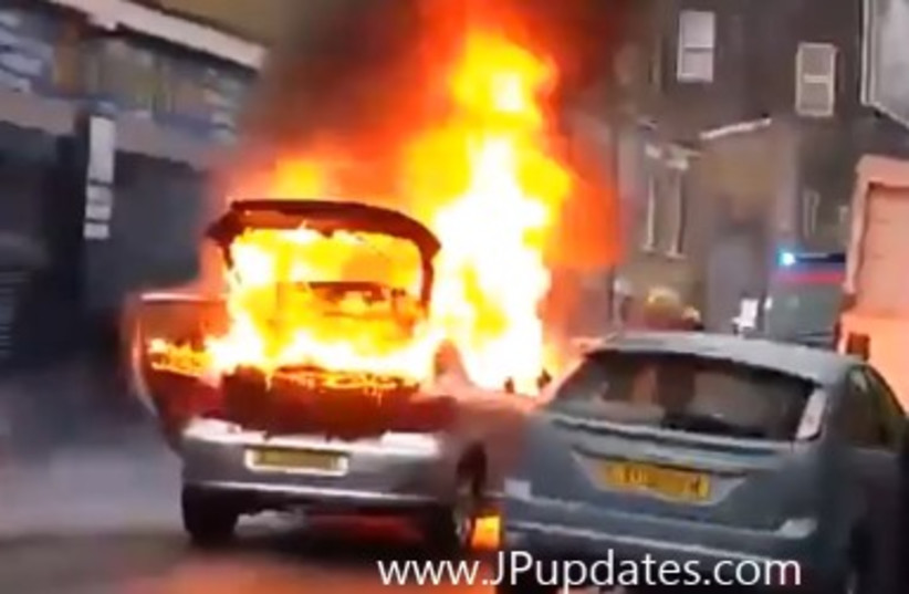 Synagogue worshipers in London save family from burning car (photo credit: JPUPDATES)