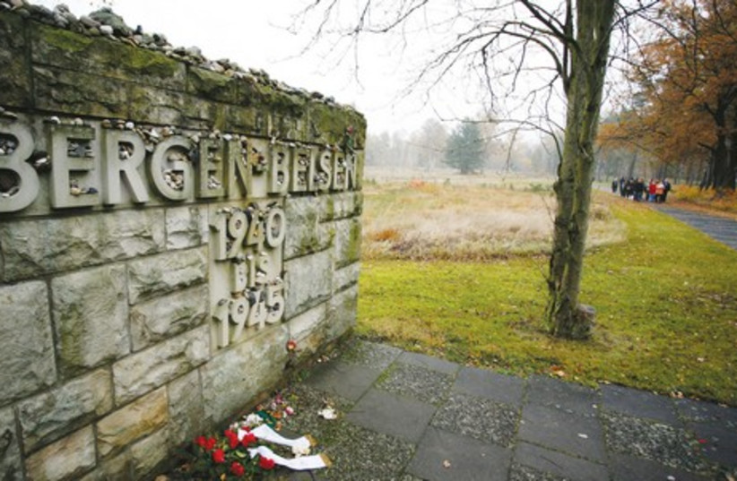 A MEMORIAL at the Bergen- Belsen death camp. The book follows a survivor’s quest for revenge. (photo credit: REUTERS)