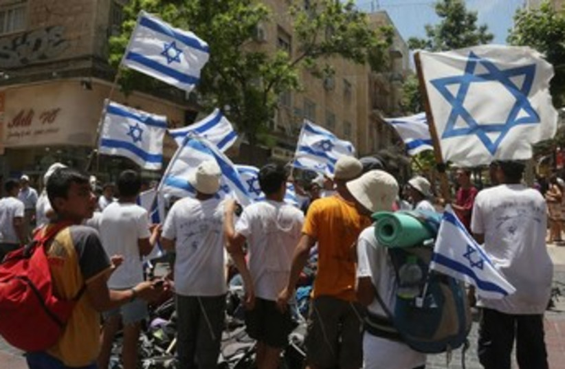 Youth celebrate on Jerusalem Day (photo credit: MARC ISRAEL SELLEM/THE JERUSALEM POST)