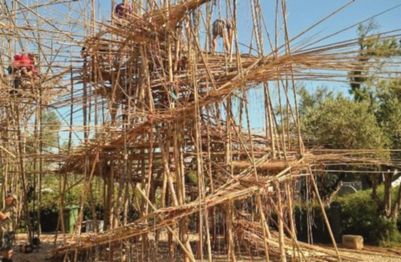 The Big Bambú installation by twin artists Doug and Mike Starn at the Israel Museum’s art garden is both inspiring and fun (photo credit: JERUSALEM POST)