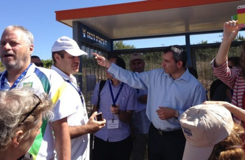 Likud MK Elkin at spot of kidnapping in Gush Etzion (photo credit: Courtesy)