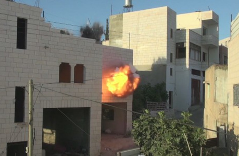 IDF demolistion of Ziad Awad's home in Idna. (photo credit: screenshot)