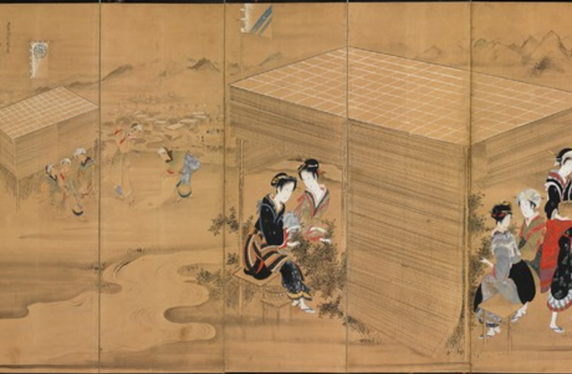 Unfolding Worlds: Hotei Gosei, active 1804-1844; ‘Tea Harvesting in Uji near Kyoto,’ 1825 (photo credit: Courtesy)