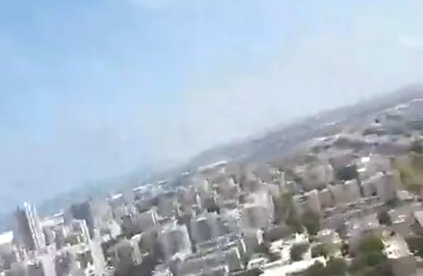 Rocket fire on Ashdod as seen in Facebook clip. (photo credit: FACEBOOK)