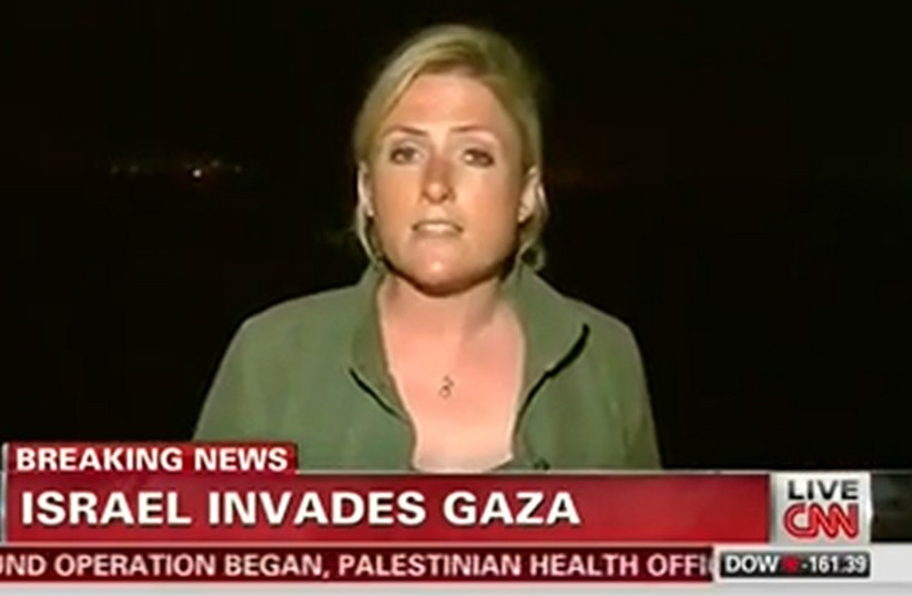 CNN correspondent Diana Magnay reporting on the IDF offensive in Gaza. (photo credit: YOUTUBE SCREENSHOT)