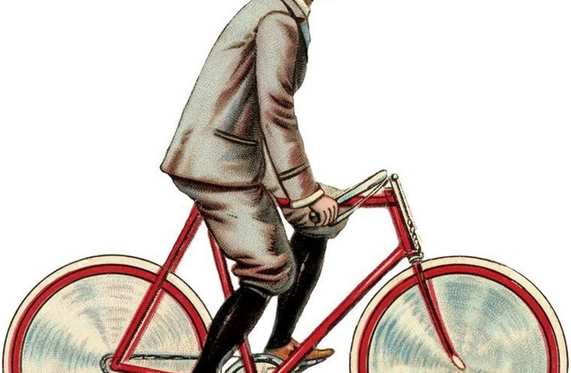  But the Jew on the train objects: “It’s all the fault of bicycles.”  (photo credit: VINTAGE AD)