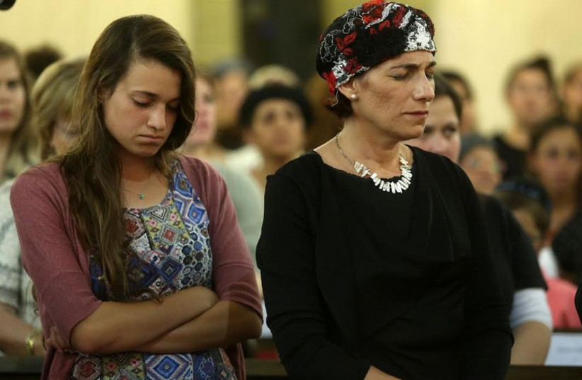 Bat-Galim Shaer, mother of Gil-Ad Shaer, at the memorial service. (photo credit: MARC ISRAEL SELLEM)