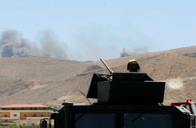 Lebanese soldiers in Arsal, at Syrian border (photo credit: REUTERS)
