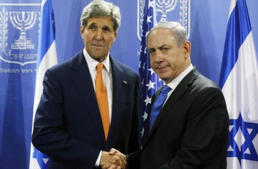Kerry, Netanyahu in Tel Aviv July 23 (photo credit: REUTERS)