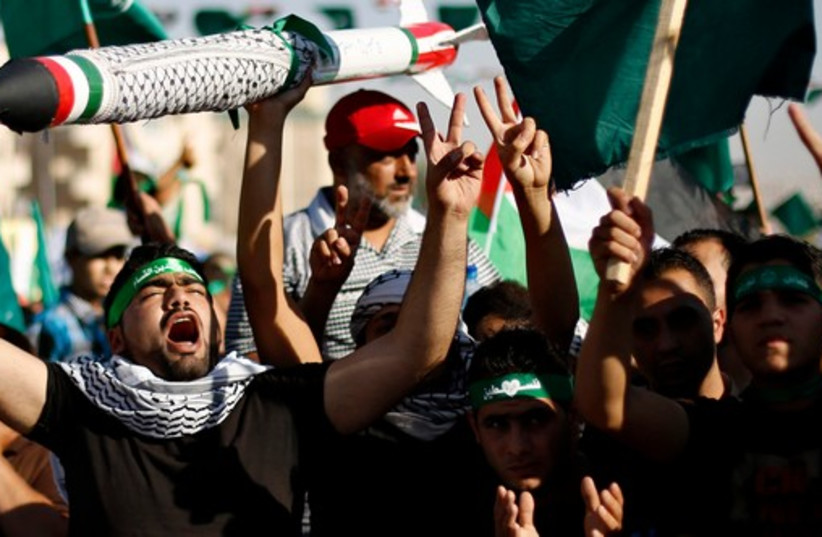 Muslim Brotherhood demonstration, Amman, August 8, 2014.  (photo credit: REUTERS)