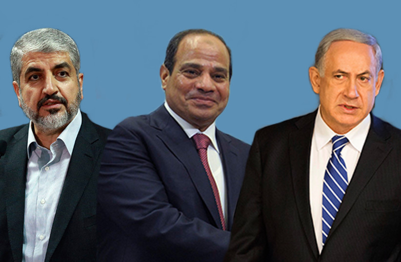Sisi, Mashaal and Netanyahu (photo credit: REUTERS)