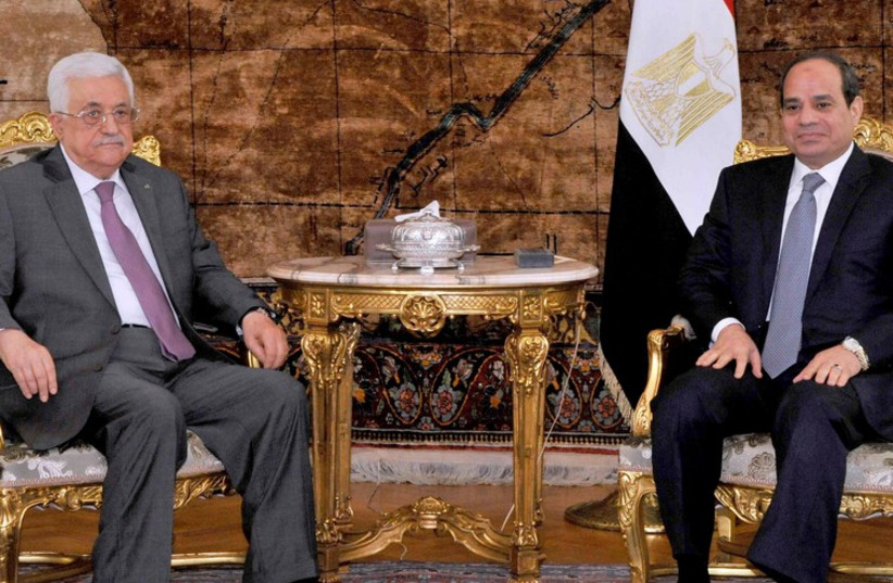 PA President Abbas and Egyptian President Abdel Fattah al-Sisi (photo credit: REUTERS)
