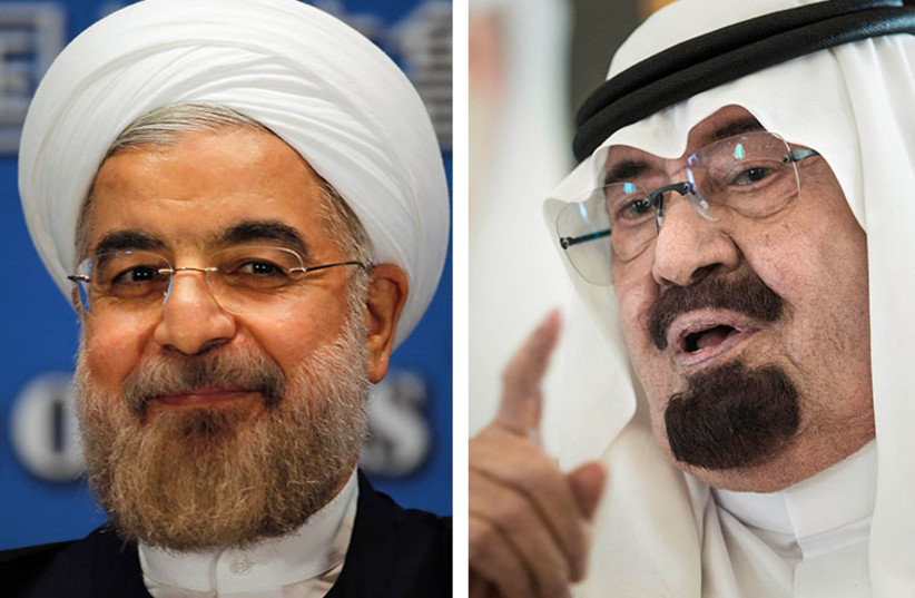 Rouhani and Abdullah (photo credit: REUTERS)
