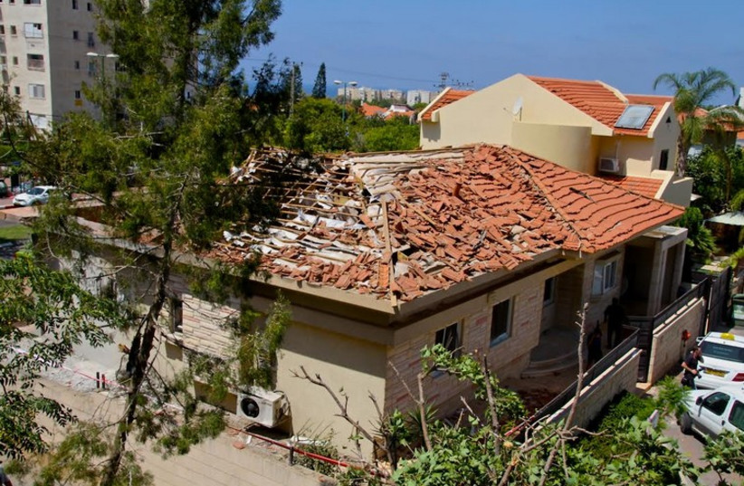 Damage to an Ashkelon home hit by a rocket.  (photo credit: TOVAH LAZAROFF)