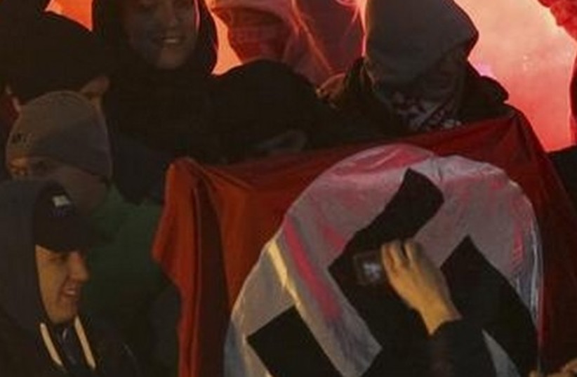 Neo-Nazis at public demonstration (photo credit: REUTERS)
