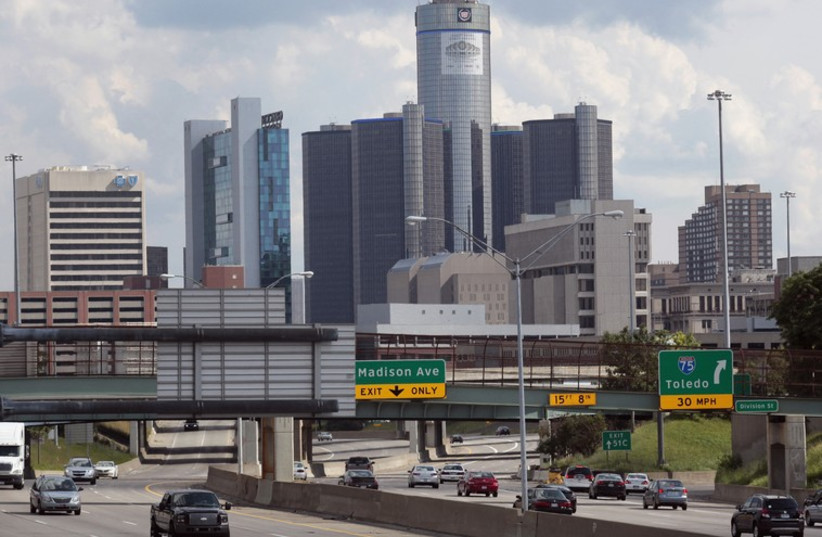 General Motors World Headquarters in downtown Detroit (photo credit: REUTERS)
