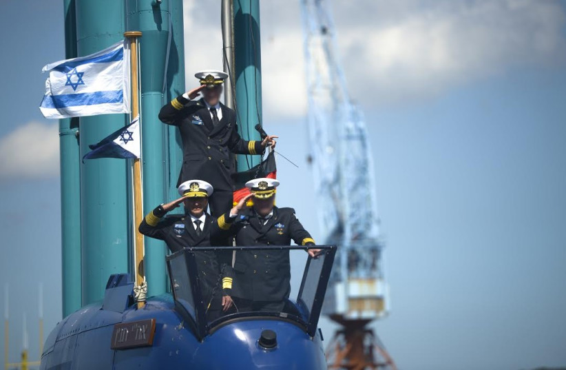 Israel’s fourth submarine is en route to the navy's Haifa base from Germany (photo credit: IDF SPOKESMAN'S OFFICE)