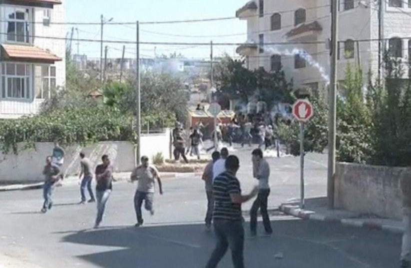 Clashes in the West Bank after the funeral for a Palestinian who was killed overnight during IDF raids.  (photo credit: screenshot)