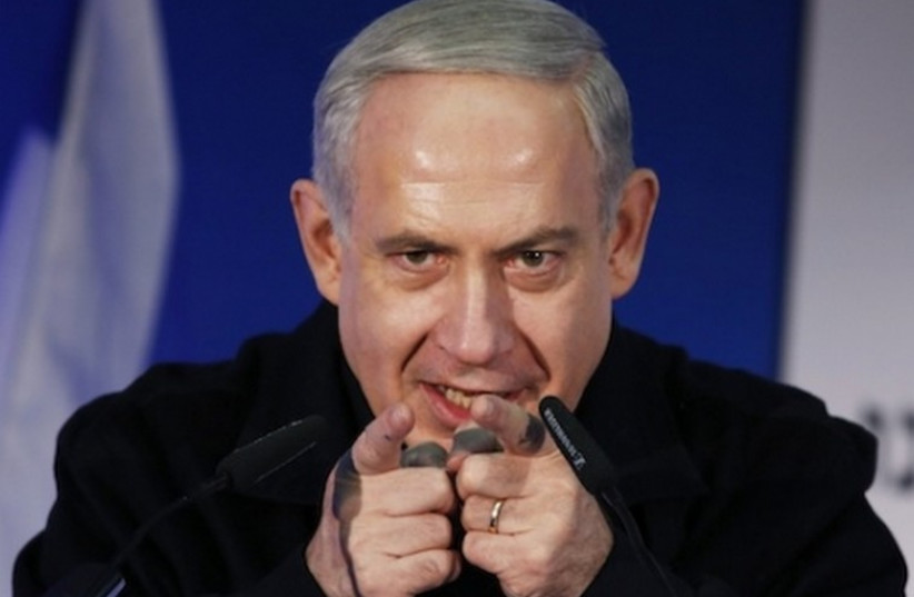 Prime Minister Binyamin Netanyahu addresses Likud supporters. (photo credit: REUTERS)