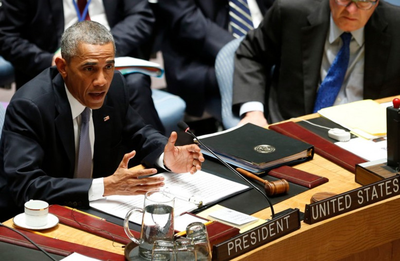 US President Barack Obama chairs the UN Security Council summit in New York September 24 (photo credit: REUTERS)
