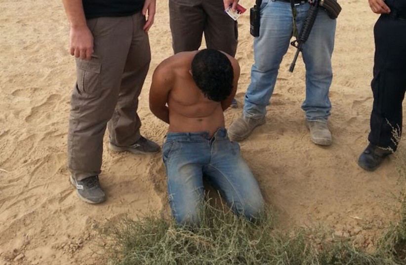 Palestinian arrested near Gaza border (photo credit: SDOT NEGEV SECURITY)