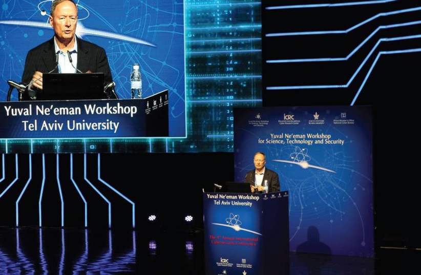 Former director of the US National Security Agency (NSA) Keith Alexander addresses Tel Aviv University’s 4th International Cybersecurity Conference in mid-September. (photo credit: CHEN GALILI)