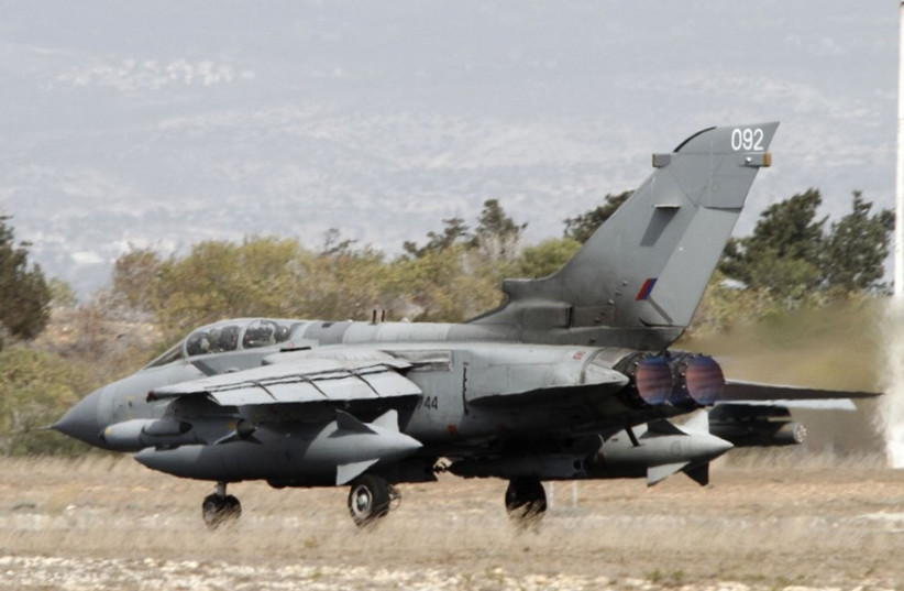 A British Tornado jet prepares to takeoff at the RAF Akrotiri in Cyprus September 27, 2014 (photo credit: REUTERS)