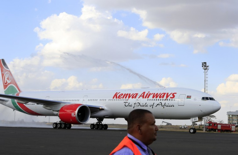 Kenya Airways aircraft arrives at the Jomo Kenyatta International Airport in Nairobi (photo credit: REUTERS)