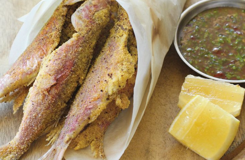 Crispy fried red mullet with sweet-AND-sour sauce (photo credit: EFRAT LICHTENSTADT)