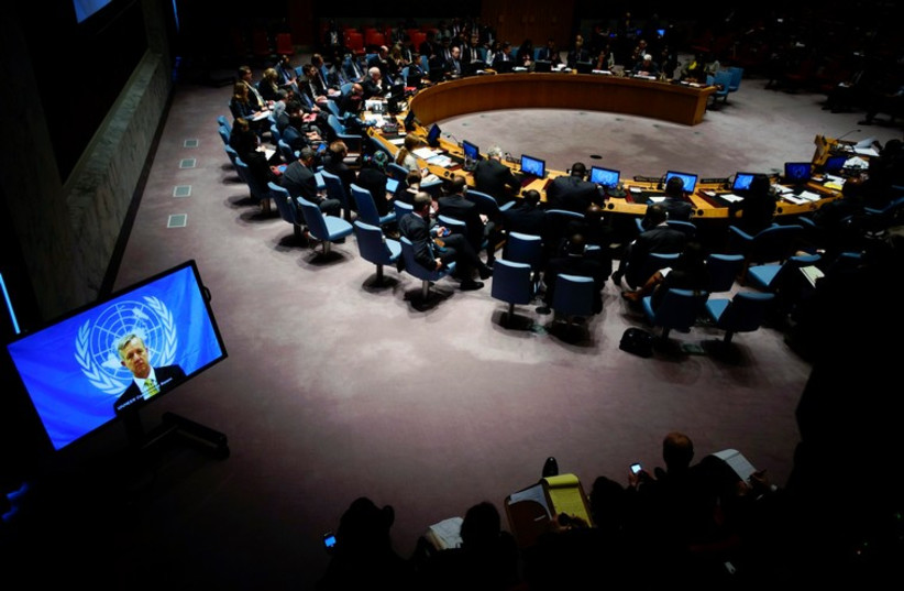 Members of UN Security Council during meeting at UN headquarters in New York , October 14 (photo credit: REUTERS)